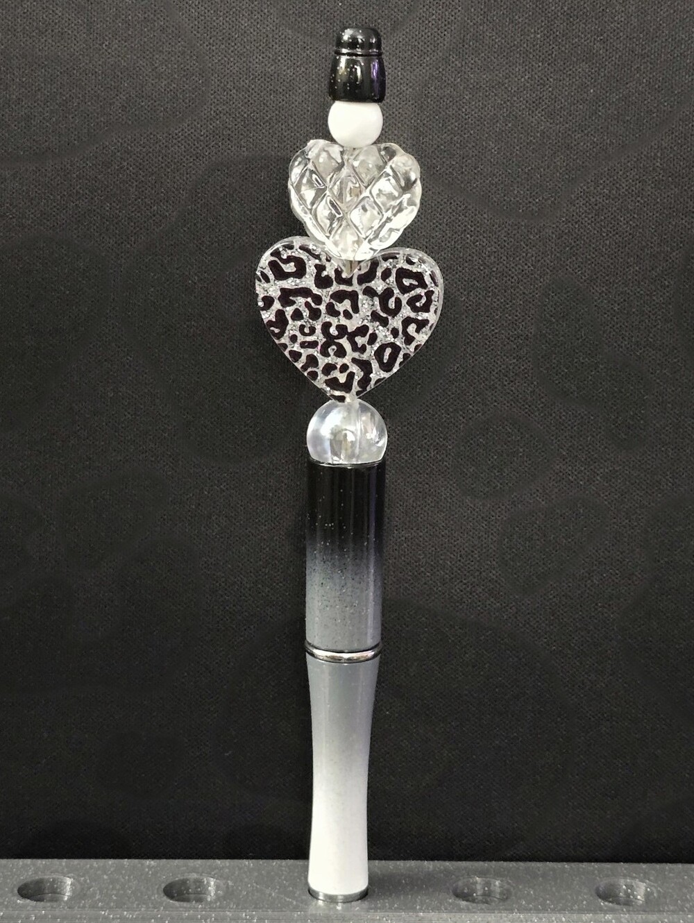 Leopard Print Heart Novelty Beaded Pen